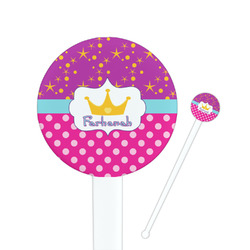 Sparkle & Dots 7" Round Plastic Stir Sticks - White - Double Sided (Personalized)