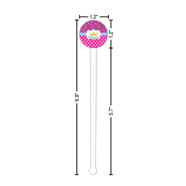 Sparkle & Dots White Plastic 7" Stir Stick - Round - Dimensions