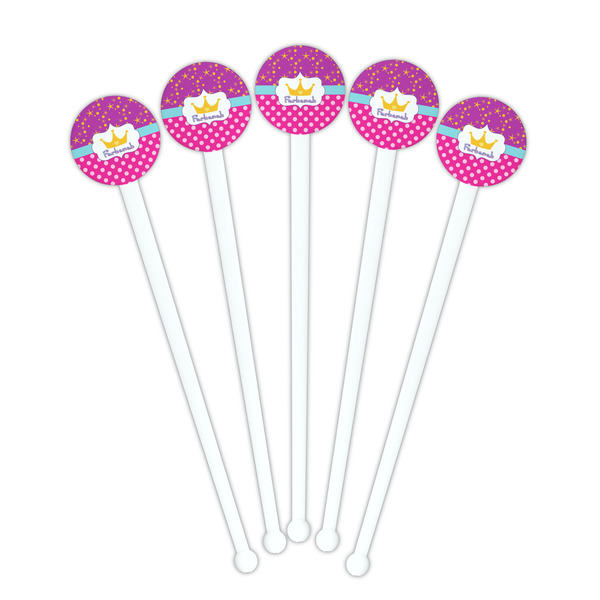 Sparkle & Dots White Plastic 7" Stir Stick - Round - Fan View