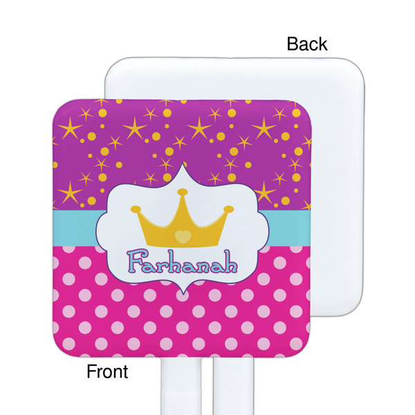 Sparkle & Dots White Plastic Stir Stick - Single Sided - Square - Approval