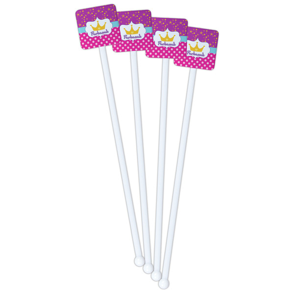 Sparkle & Dots White Plastic Stir Stick - Single Sided - Square - Front