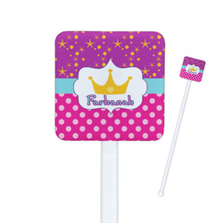 Sparkle & Dots Square Plastic Stir Sticks - Single Sided (Personalized)