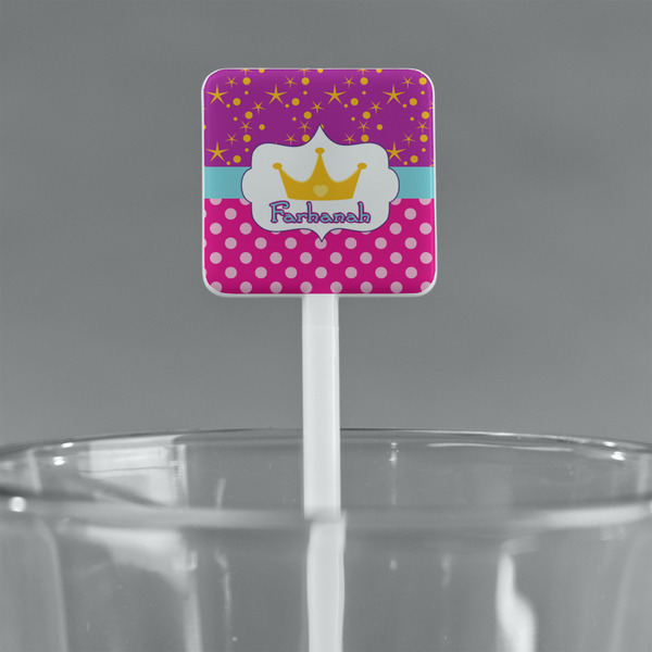 Sparkle & Dots White Plastic Stir Stick - Square - Main