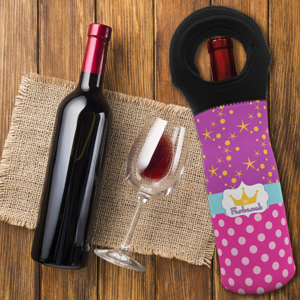 Sparkle & Dots Wine Tote Bag - FLATLAY
