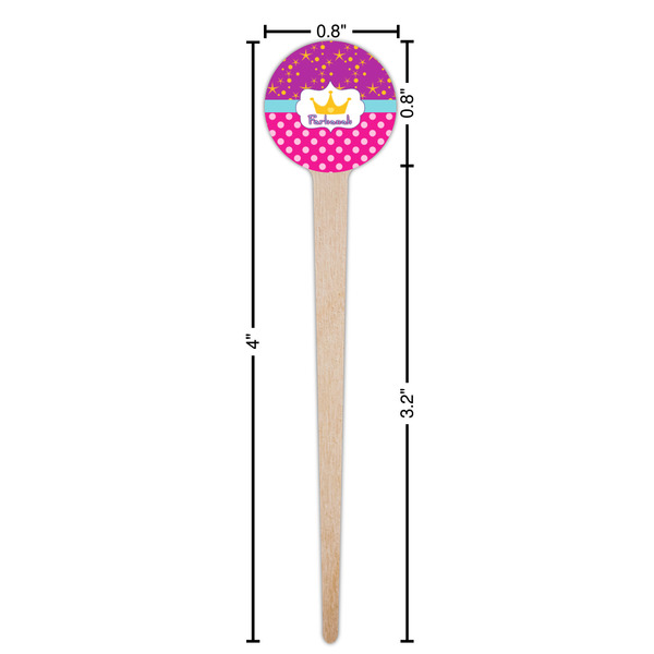 Sparkle & Dots Wooden 4" Food Pick - Round - Dimensions
