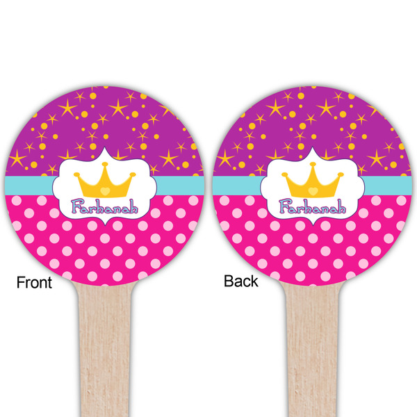Sparkle & Dots Wooden 4" Food Pick - Round - Double Sided - Front & Back