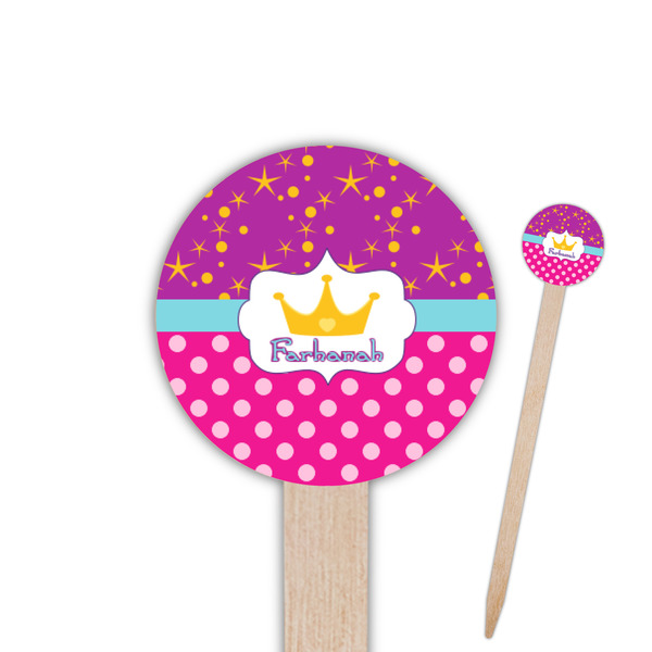 Custom Sparkle & Dots Round Wooden Food Picks (Personalized)