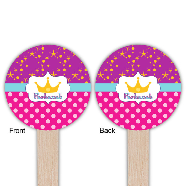 Sparkle & Dots Wooden 6" Food Pick - Round - Double Sided - Front & Back