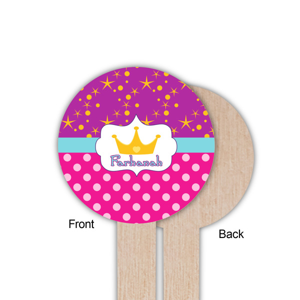 Sparkle & Dots Wooden 6" Food Pick - Round - Single Sided - Front & Back