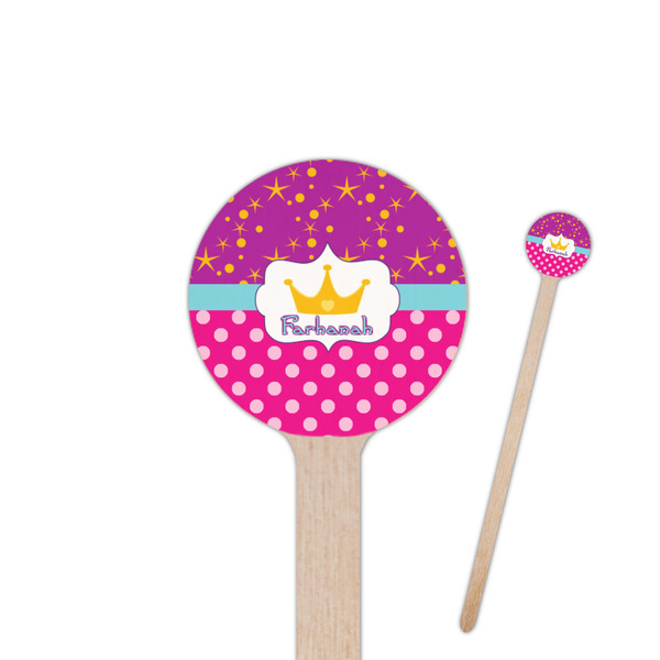 Custom Sparkle & Dots 7.5" Round Wooden Stir Sticks - Single Sided (Personalized)