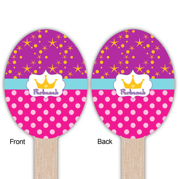Sparkle & Dots Wooden Food Pick - Oval - Double Sided - Front & Back
