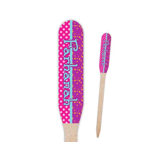 Custom Sparkle & Dots Paddle Wooden Food Picks - Double Sided (Personalized)