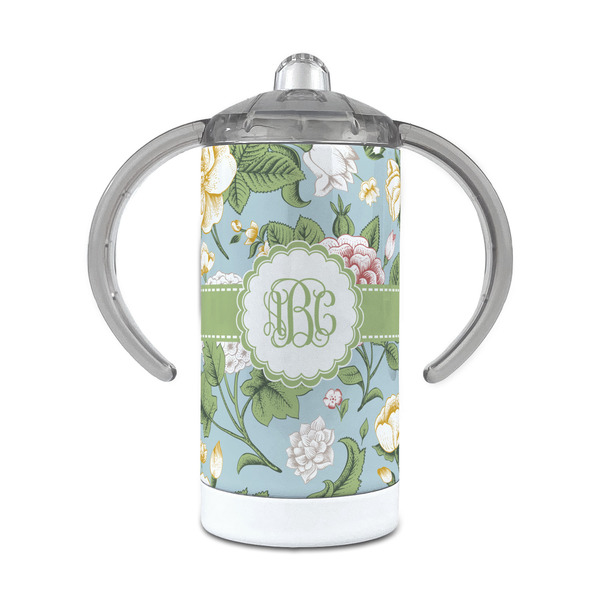 Custom Vintage Floral 12 oz Stainless Steel Sippy Cup (Personalized)