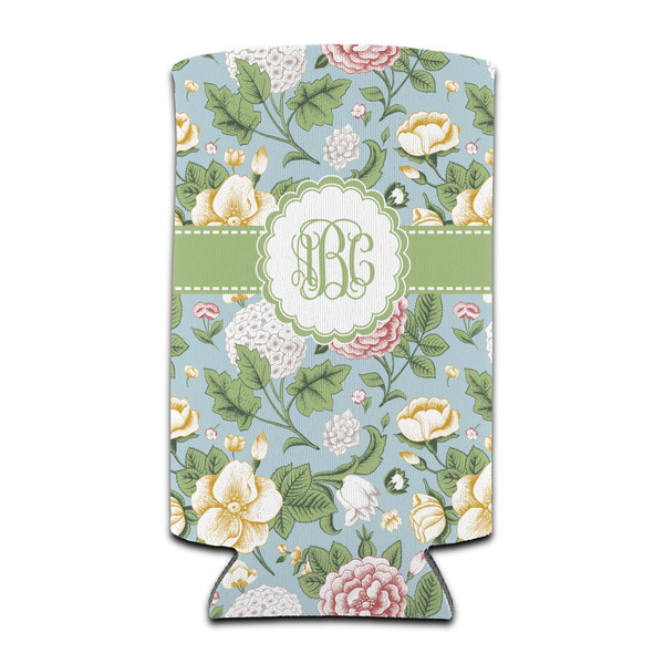 Custom Vintage Floral Can Cooler (tall 12 oz) (Personalized)