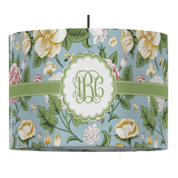 Custom Vintage Floral 16" Drum Pendant Lamp - Fabric (Personalized)