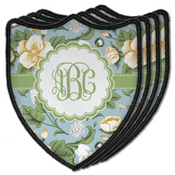 Vintage Floral Iron On Shield B Patches - Set of 4 w/ Monogram