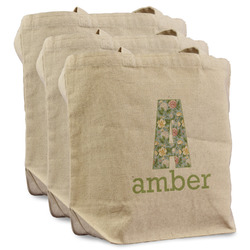 Vintage Floral Reusable Cotton Grocery Bags - Set of 3 (Personalized)