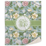Vintage Floral Sherpa Throw Blanket (Personalized)