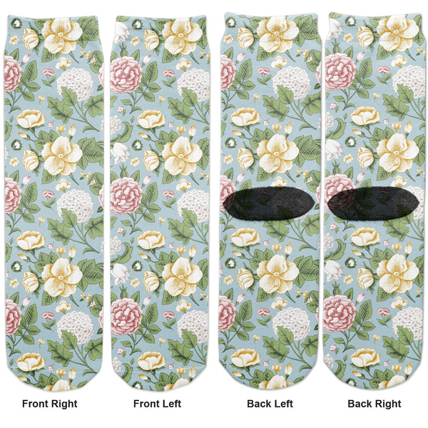 Vintage Floral Adult Crew Socks - Double Pair - Front and Back - Apvl