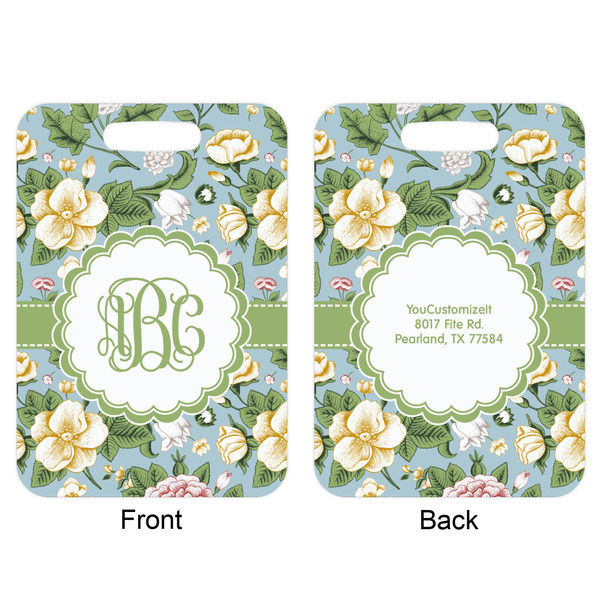 Vintage Floral Aluminum Luggage Tag (Front + Back)