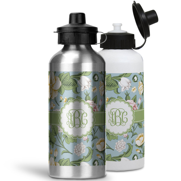 Vintage Floral Aluminum Water Bottles - MAIN (white &silver)