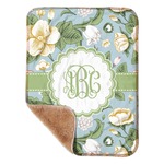 Vintage Floral Sherpa Baby Blanket - 30" x 40" w/ Monograms
