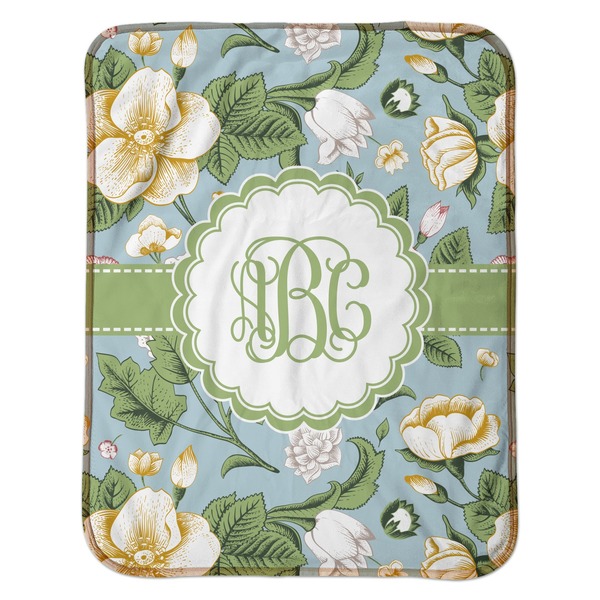 Vintage Floral Baby Sherpa Blanket - Flat