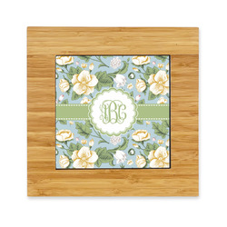 Vintage Floral Bamboo Trivet with Ceramic Tile Insert (Personalized)