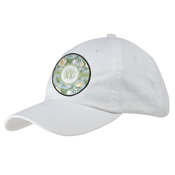 Custom Vintage Floral Baseball Cap - White (Personalized)