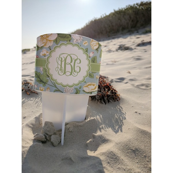 Vintage Floral Beach Spiker white on beach with sand