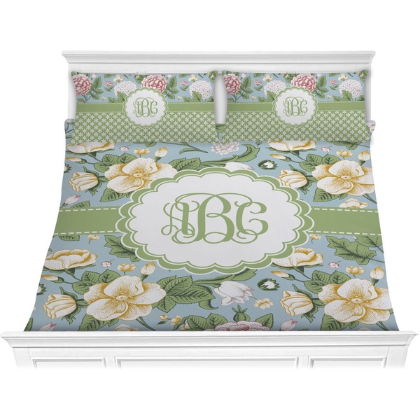 Custom Vintage Floral Comforter Set - King (Personalized)