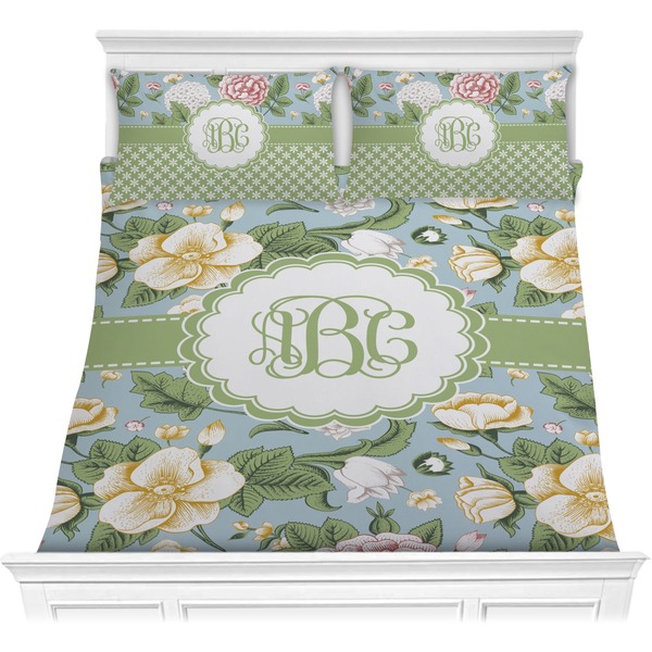 Custom Vintage Floral Comforter Set - Full / Queen (Personalized)