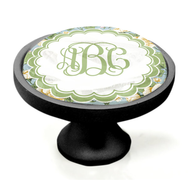 Vintage Floral Black Custom Cabinet Knob (Side)