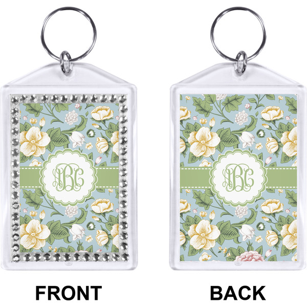 Vintage Floral Bling Keychain (Front + Back)