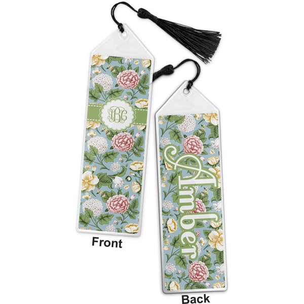 Vintage Floral Bookmark with tassel - Front and Back