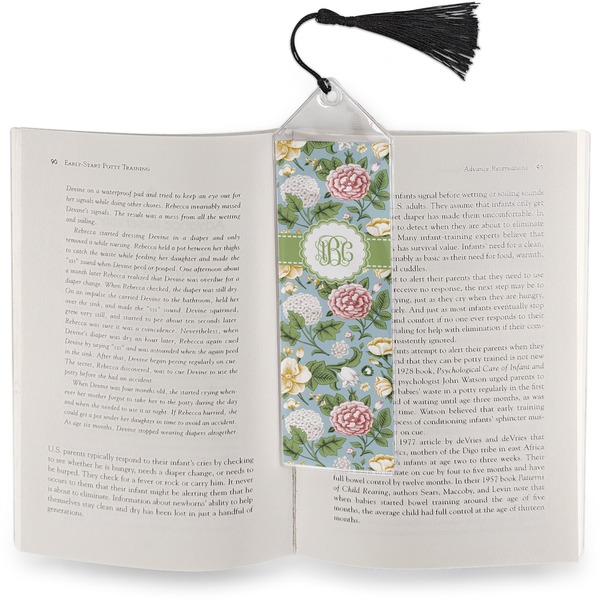 Vintage Floral Bookmark with tassel - In book