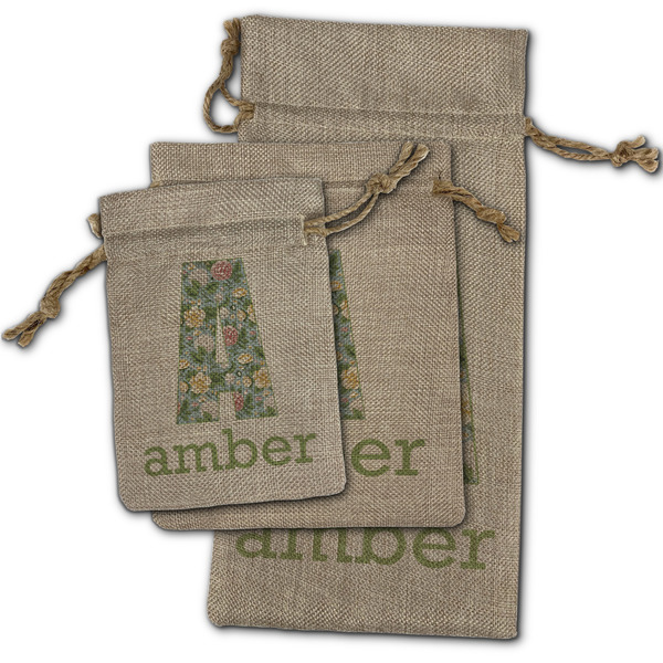 Vintage Floral Burlap Gift Bags - (PARENT MAIN) All Three
