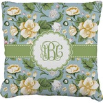 Vintage Floral Faux-Linen Throw Pillow 16" (Personalized)