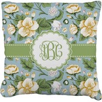 Vintage Floral Faux-Linen Throw Pillow 18" (Personalized)