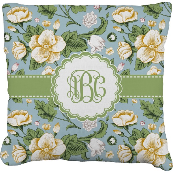 Custom Vintage Floral Faux-Linen Throw Pillow 18" (Personalized)