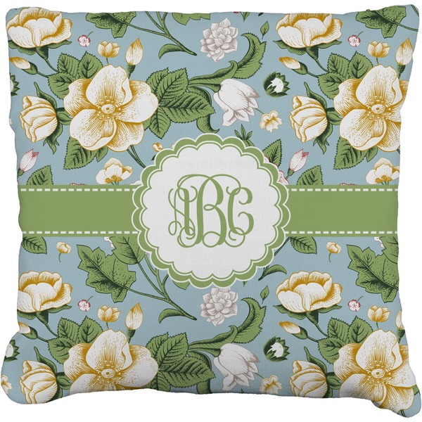 Custom Vintage Floral Faux-Linen Throw Pillow 20" (Personalized)