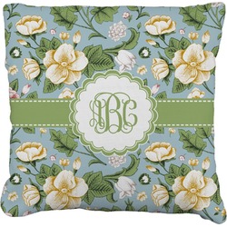 Vintage Floral Faux-Linen Throw Pillow 26" (Personalized)