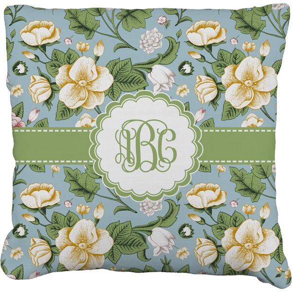 Custom Vintage Floral Faux-Linen Throw Pillow 26" (Personalized)