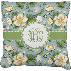 Vintage Floral Faux-Linen Throw Pillow (Personalized)