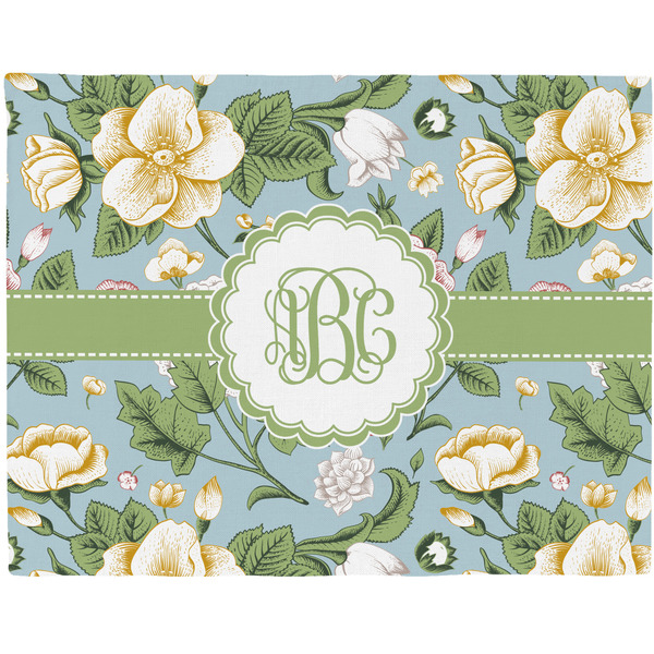 Custom Vintage Floral Woven Fabric Placemat - Twill w/ Monogram