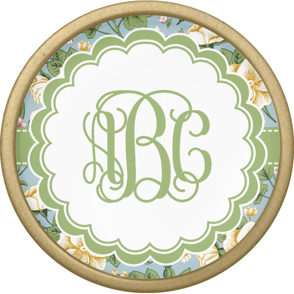 Vintage Floral Cabinet Knob - Gold - Front