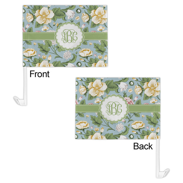 Vintage Floral Car Flag - 11" x 8" - Front & Back View