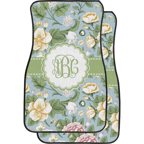 Custom Vintage Floral Car Floor Mats (Front Seat) (Personalized)
