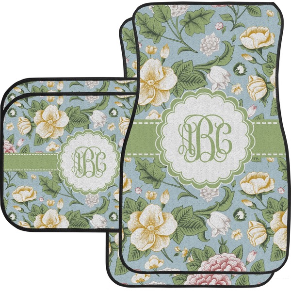 Vintage Floral Custom Car Floor Mats Set (2Front & 2Back)