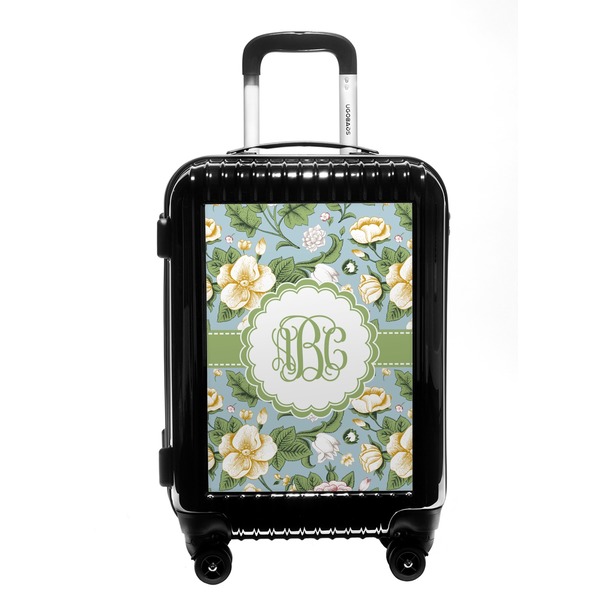 Custom Vintage Floral Carry On Hard Shell Suitcase (Personalized)